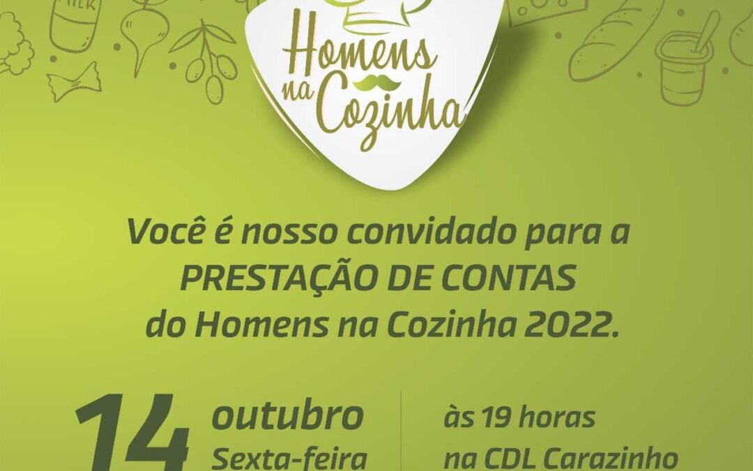 Prestação de contas do 2º Homens na Cozinha